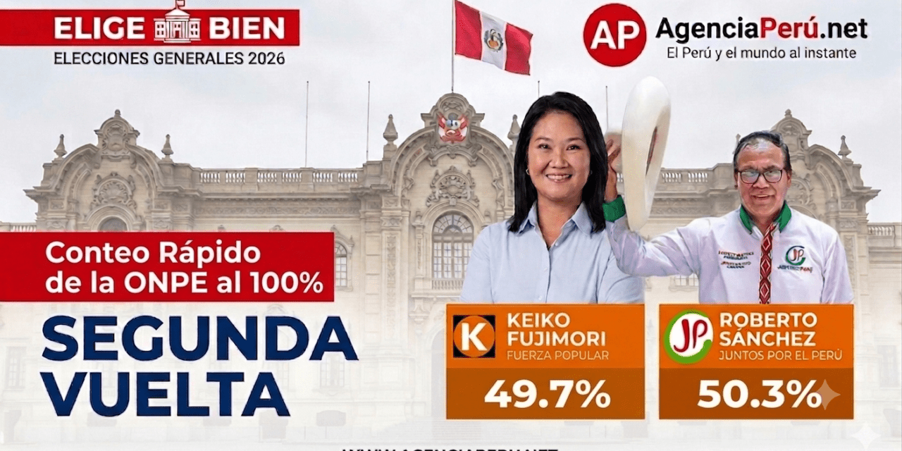 Conteo rápido de Ipsos/Transparencia al 100%: Roberto Sánchez obtiene 50,3% y Keiko Fujimori 49,7%